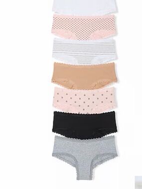 Pack of Women's Hipster Briefs in Pink, Nude, Black, Gray & White